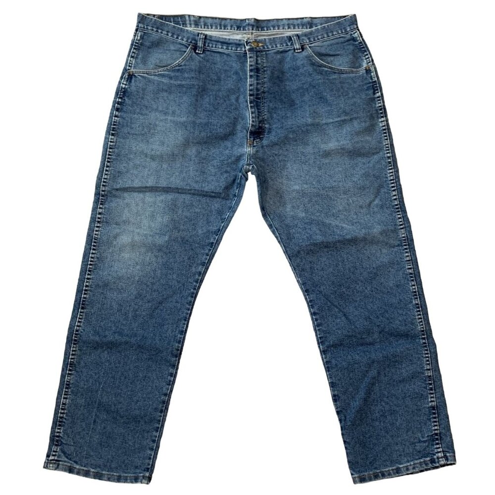 Wrangler Mens Authentic Jeans 42X30 Classic Fit Blue Denim Straight Leg 85900DW